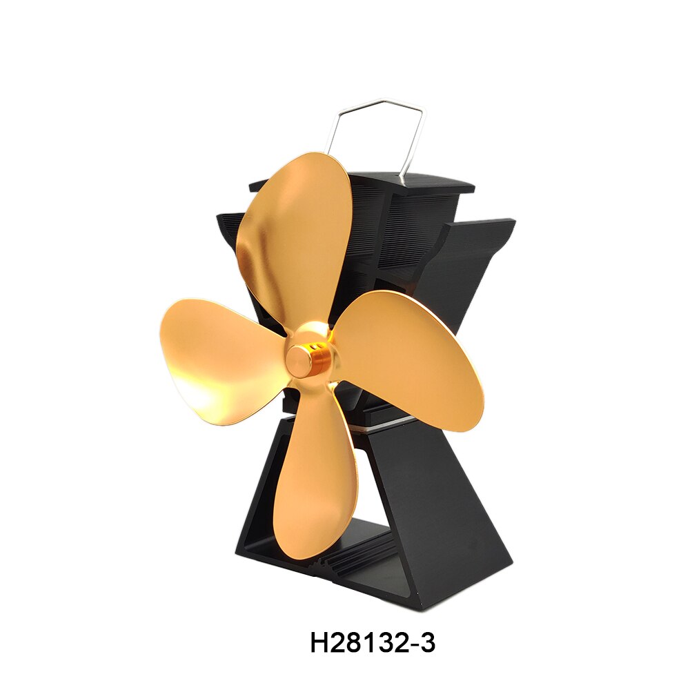 Heat Powered Stove Fan 4 Blades Log Wood Burner Quiet Black Home Fireplace Fan Efficient Heat Distribution: H28132-3