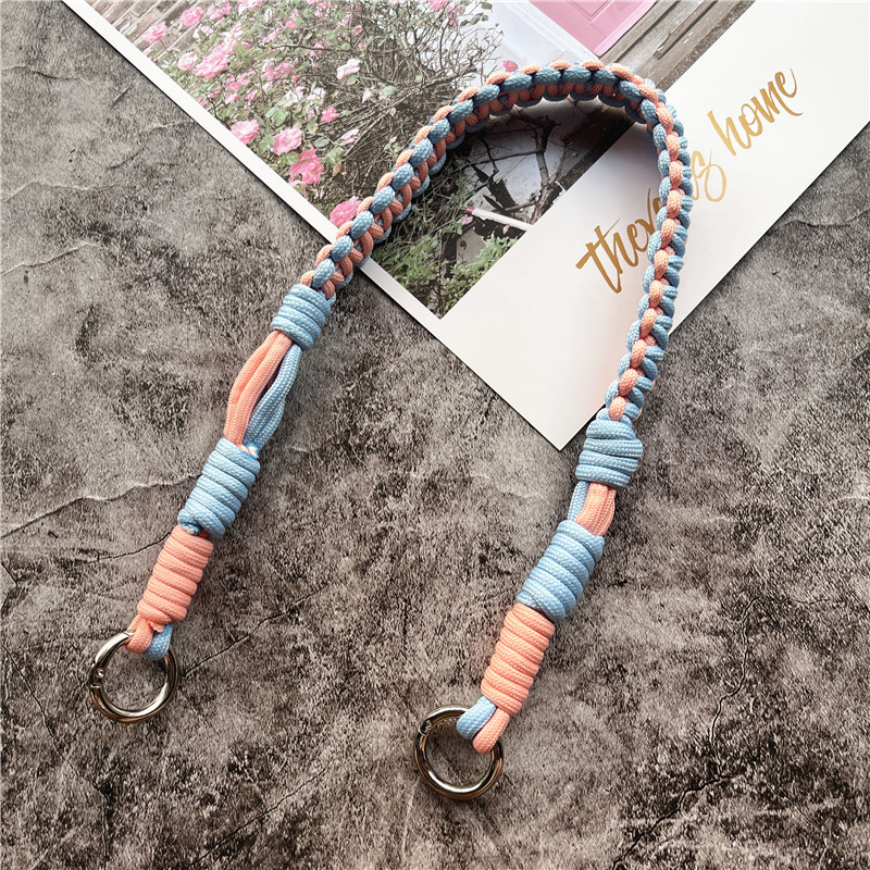 Aangepaste Lanyard Hand gevlochten schouder telefoon Lanyard tas touw riem vervangende ketting accessoires voor het ophangen van mobiele telefoons riem: Red / Pink