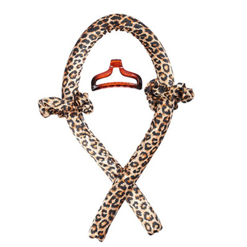 Haste de ondulação cacheadora sem calor, faixa de seda para ondular e cachear o cabelo, fita sem calor: Leopard