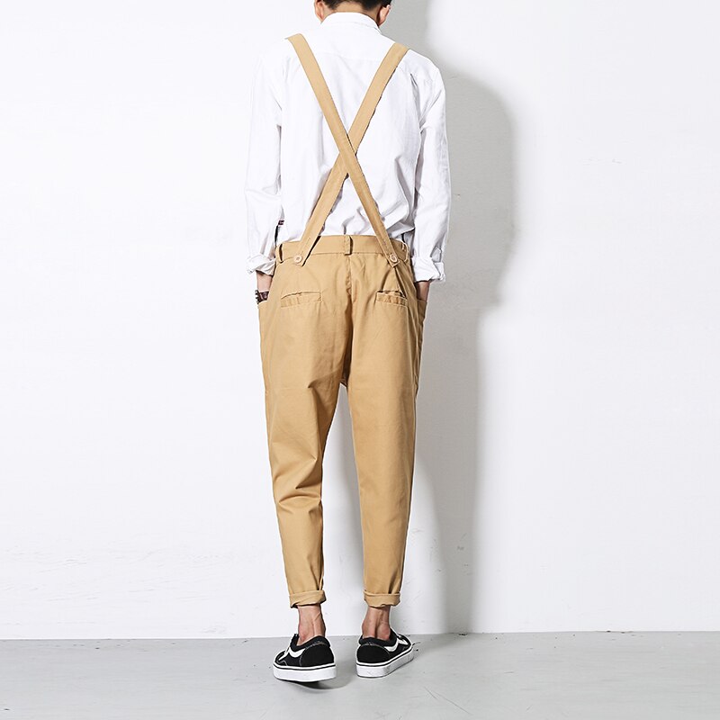 Japanese Style Men's Sleeveless Coveralls Casual Cotton Skinny Pants Jumpsuit Rompers Slim Trousers Overalls M-2XL
