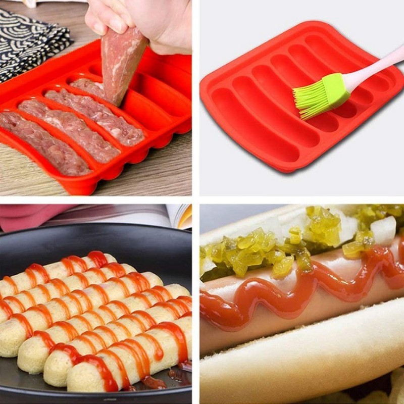 Silicone Sausage Maker Mold DIY Silicone Handmade Hamburger Dog Mold Reusable Kitchen Accessories Gadget for Cake Baking Pie