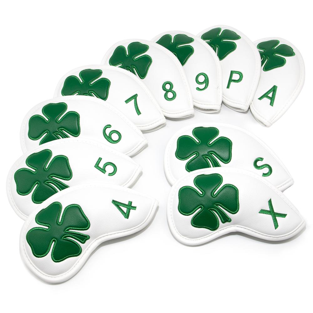 Golf Club Iron Cover Headcover Lederen Golf Iron Kopafdekkingen Golf Club Iron Headovers Wiggen Covers 10 stks/set Vier- klavertje