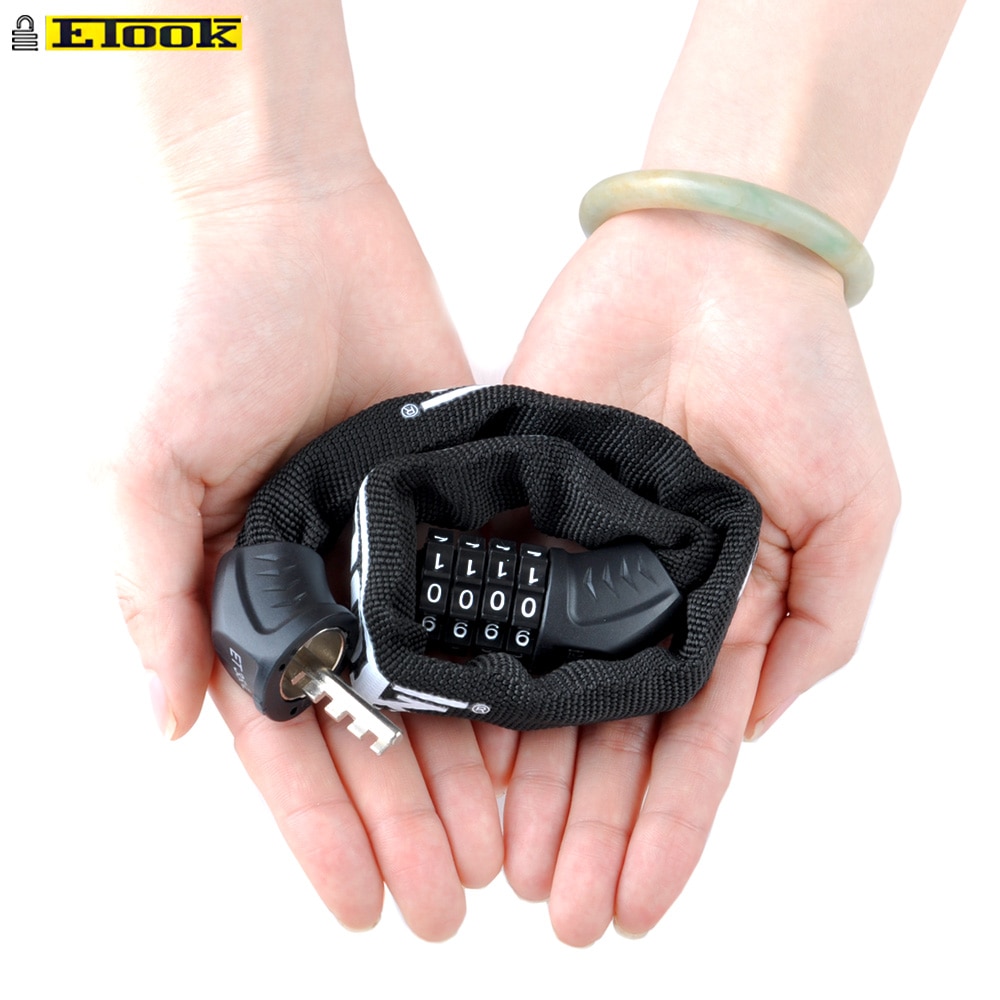 Etook Chain lock Lock Scooter Bike Mini Short 45CM Cafe Lock Portable Password Digital Chain For Road Bike MTB ET355-S