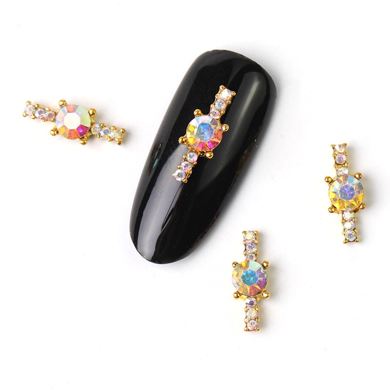 10 stuks/zak japan korea 3D Nail Art decoratie metalen fancy Stijl met Bling crystal pearl nail accessoire DIY charm nail