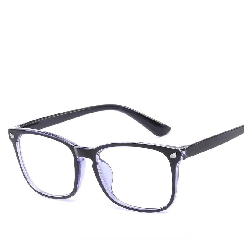 Men Square Glasses Frame Retro Women PC Rice-nail Eyeglasses Frames Two Tone Frames Spectacles