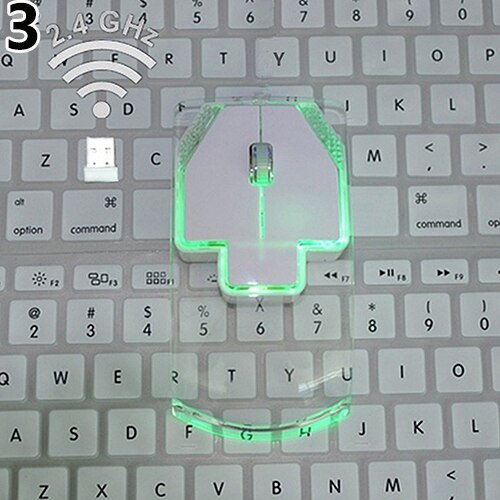 Ultra-thin Transparent 2.4GHz Wireless Optical Luminous Mouse for PC Laptop: White