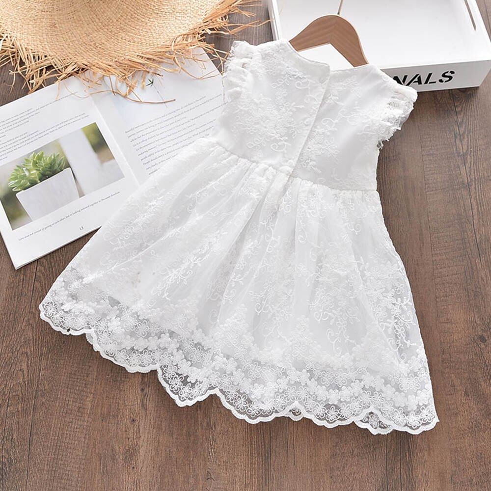 Bear Leader Zomer Meisjes Jurken Zoete Kinderen Katoen Kant Borduurwerk Ronde Hals Mesh Prinses Jurk 3-8Years Baby Kleding