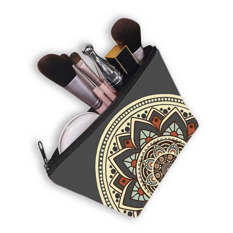 Mandala Flower Print torby kosmetyczne damskie kosmetyczka damska wielokolorowy wzór śliczne etui kosmetyczne do podróży