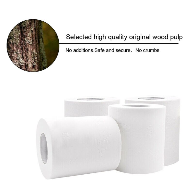 Papel higiénico de lujo de 2/4 rollos, papel tisú de baño blanco suave 4 capas 50g/rollo de tejido de edredón