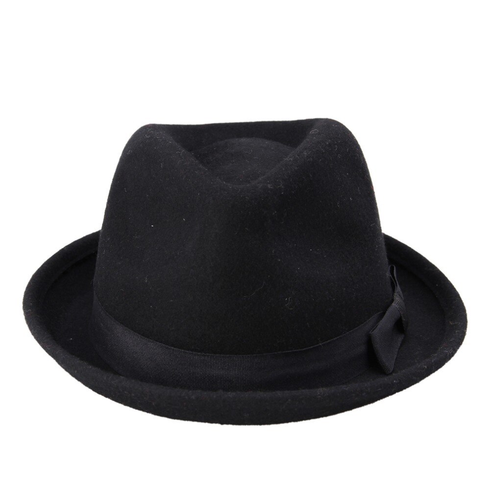 Men Women Wool VTG Black Style Felt Trilby Hat BNWT Gangster Fedora hat 25