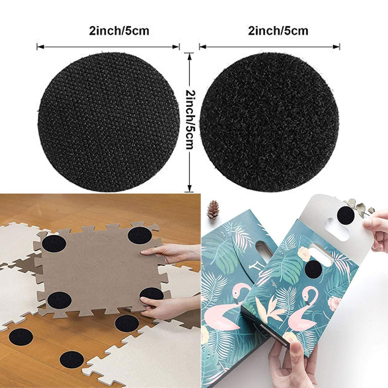 50Mm Klittenband Tape Sluiting Dots Sterke Zelfklevende Nylon Magic Sticker Voor Laken Sofa Mat Tapijt anti Slip Mat Pads