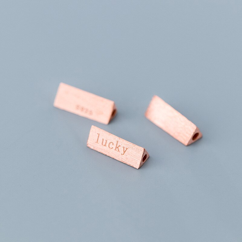 100% 925 Sterling Silver Wire Drawing Triangle Spacer Beads lucky Engraved S925 Silver Beads DIY Jewelry Make Bracelets Necklace