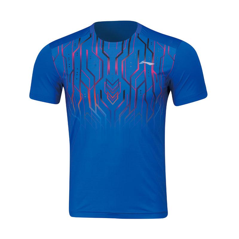 Li-ning mænd badminton-t-shirt 81% polyester 19% spandex ved tør ved statisk ved bakterieforing sport lommedygtige tees aayp 061 camj 19: Xl / Aayp 061-1h