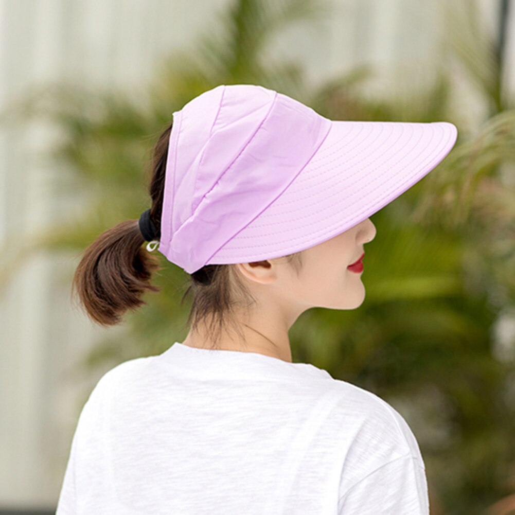 Zon Hoeden Voor Vrouwen Vizieren Hoed Vissen Fisher Strand Hoed Uv Bescherming Cap Zwart Casual Womens Zomer Caps Paardenstaart Breed rand Hoed