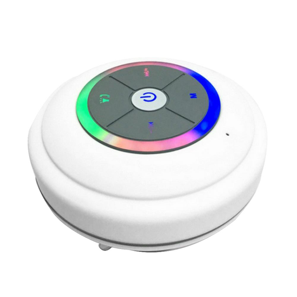 Altavoz Bluetooth para exteriores ventosa impermeable inalámbrico para coche altavoz para teléfono móvil tarjeta de memoria con lámpara LED Radio FM: Blanco