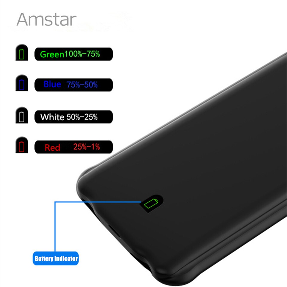 Amstar capa de silicone para carregador de bateria, proteção à prova de choque para iphone 6 6s 7 8 plus carregamento de bateria externo estojo do pacote