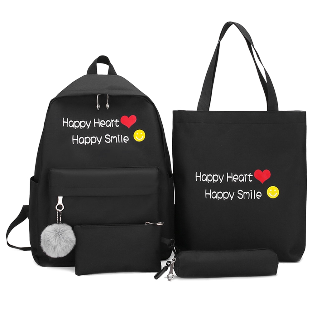 4 peças/set Mulheres Mochilas de Lona Escola mochila para adolescentes meninas student mochila meninos mochila Mochilas Bolsas Mochila