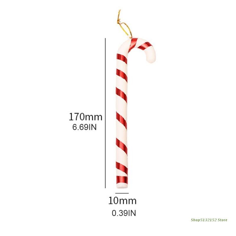 QX2E 6 Pcs Candy Christmas Cane Xmas Trees Pendant Year Party Office Living Room Outdoor Garden Home Decorations