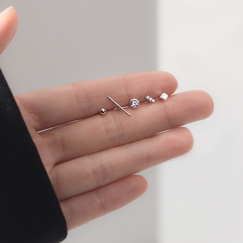MloveAcc-ensemble de boucles d'oreilles de forme géométrique pour femmes et filles, 5 pièces/ensemble, en argent Sterling 925