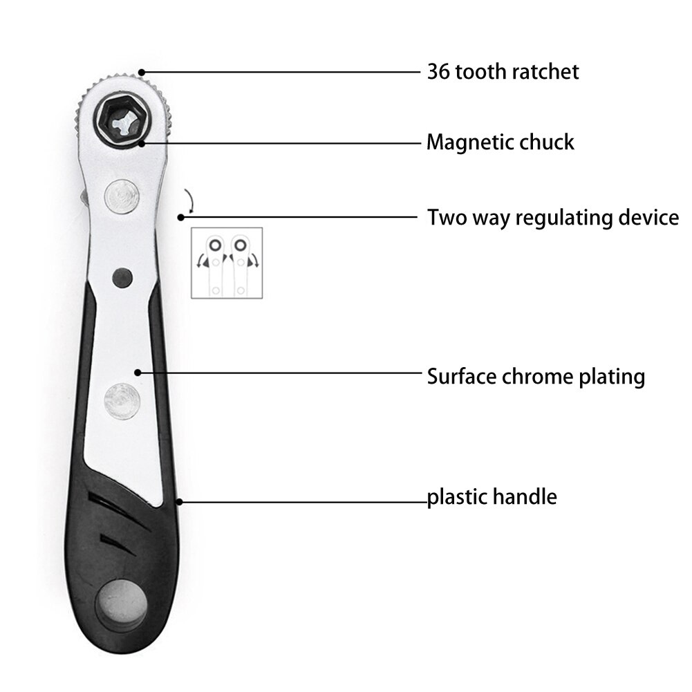 Hexagon Ratelsleutel 1/4Inch Mini Quick Release Socket Gereedschap Huishoudelijke Handvat Reparatie Wrench Voor Auto Voertuig