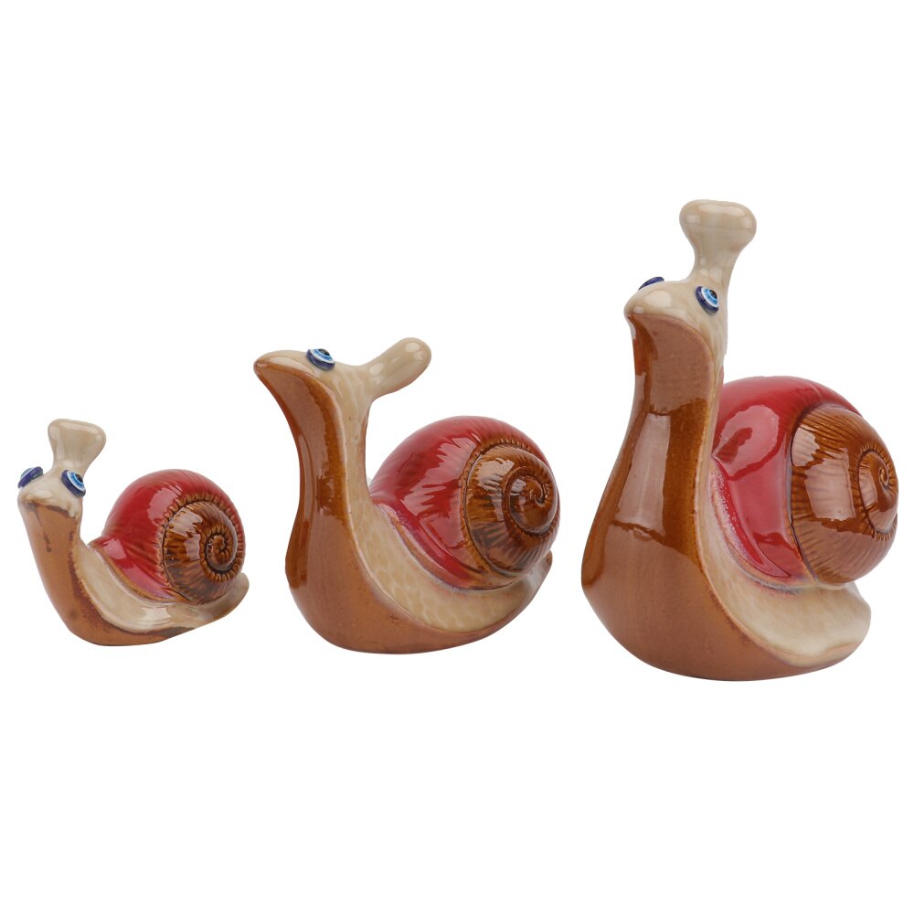 Adorno en forma de caracol para decoración de escritorio, cerámica artesanal, colores surtidos, 3 uds.