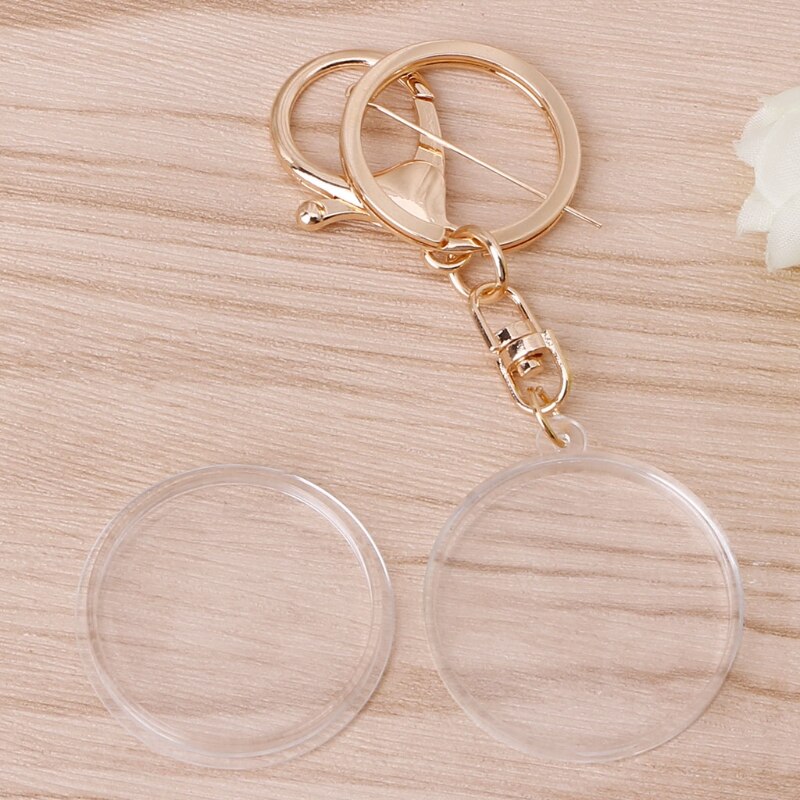 Acrylic Coin Holder Capsule With Pad Ring For 30mm 27mm Keyring Alloy Keychain