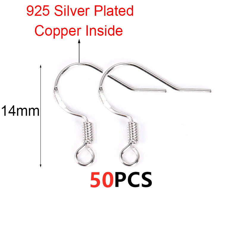 50 stuks 925 Sterling Verzilverd Oorbellen Haken Hypoallergeen Anti Allergie Oorbel Sluitingen Veel Voor Diy Sieraden Maken Benodigdheden