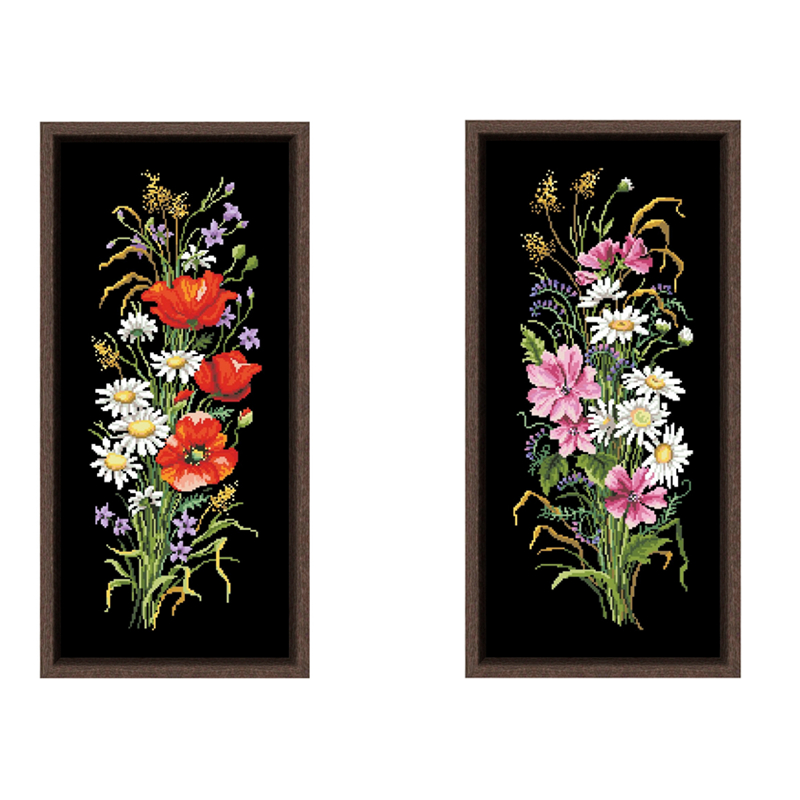 Lovely flower cross stitch kit aida fabric 18ct 14ct 11ct black canvas cotton thread cross stitch kits for adults