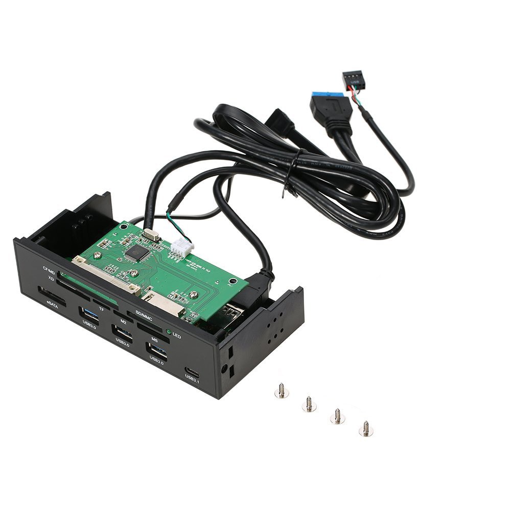 En-Labs 5.25 "Pc Computer Voorpaneel Usb 2.0 Kaartlezer Met 3 Poorten Usb3.0, Type-C, Esata, Md, Sd/Mmc, Xd, Tf, M2, Ms, 64G Cf-Lezer