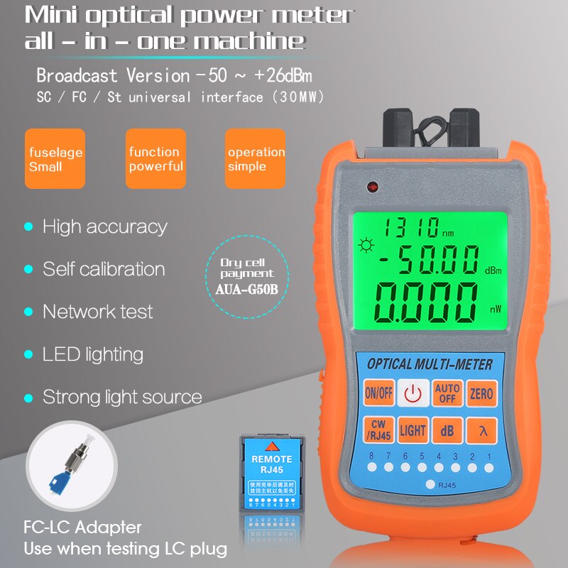 Comptyco AUA-G70B/50B 4in1 Mini Optical Power Meter Visual Fault Locator Netwerkkabel Test Glasvezel Tester 10Km 30Km Vfl: G50B 30KM with FC-LC