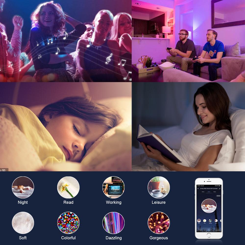 Tuya Smart Life APP WiFi LED contrôleur de bande DC5V 12V 24V Bluetooth sans fil RGB/RGBW/RGB + CCT télécommande sans fil Alexa