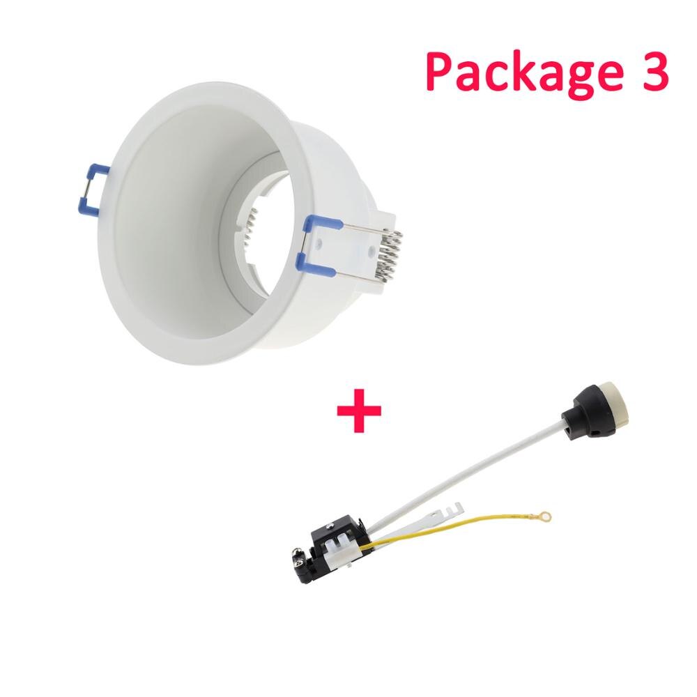 Geen Verstelbare Plafond Lamp Houder Bases Halogeen Licht Beugel Cup Aluminium Led Downlight GU10 MR16 Spot Light Bulb Lamp Houders: package 3