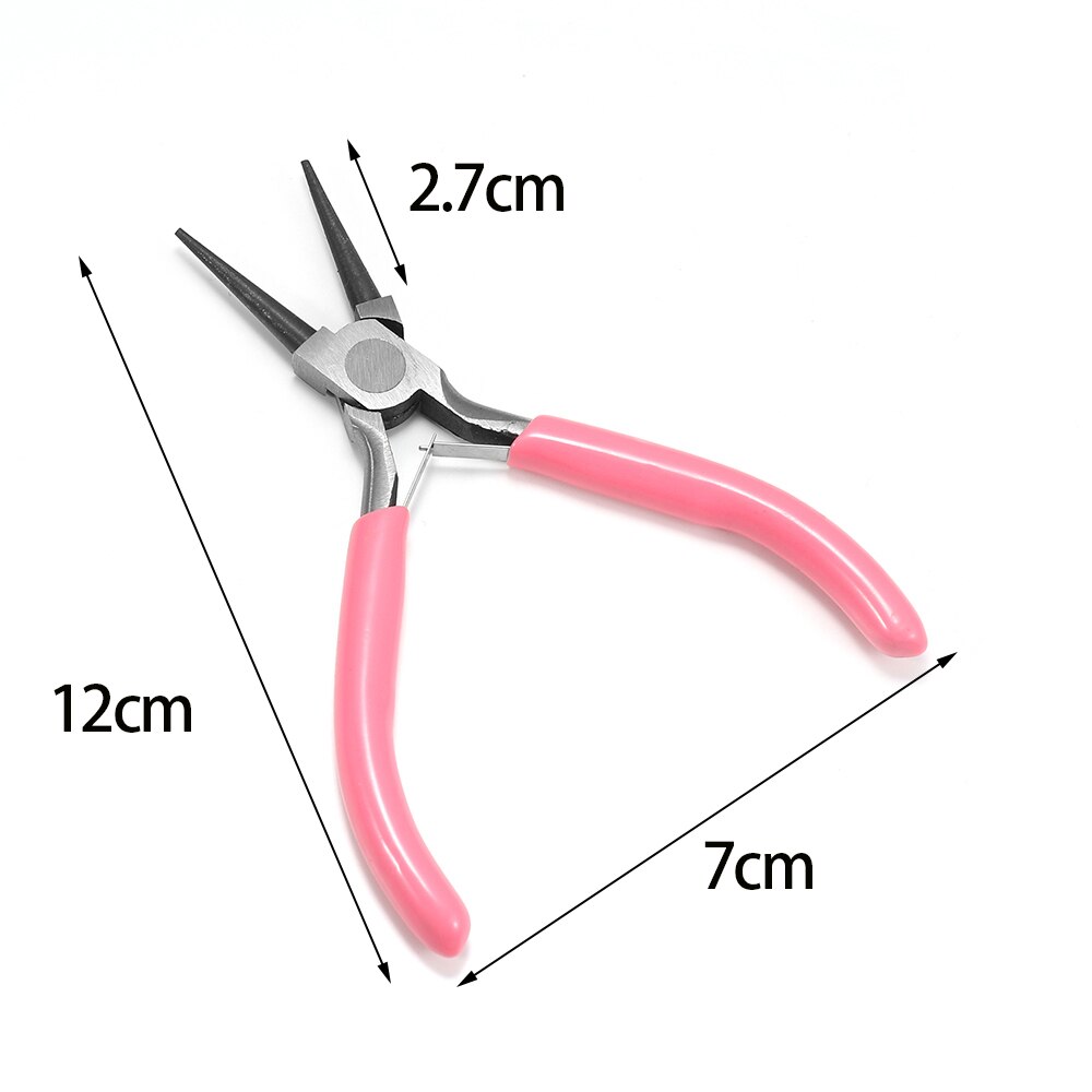 6 Kits d'outils de fabrication de bijoux de Style pince à nez ronde pince latérale mélange aiguille cuillère outils de couleur rose pour la fabrication de bijoux à bricoler soi-même: Round Nose Pliers