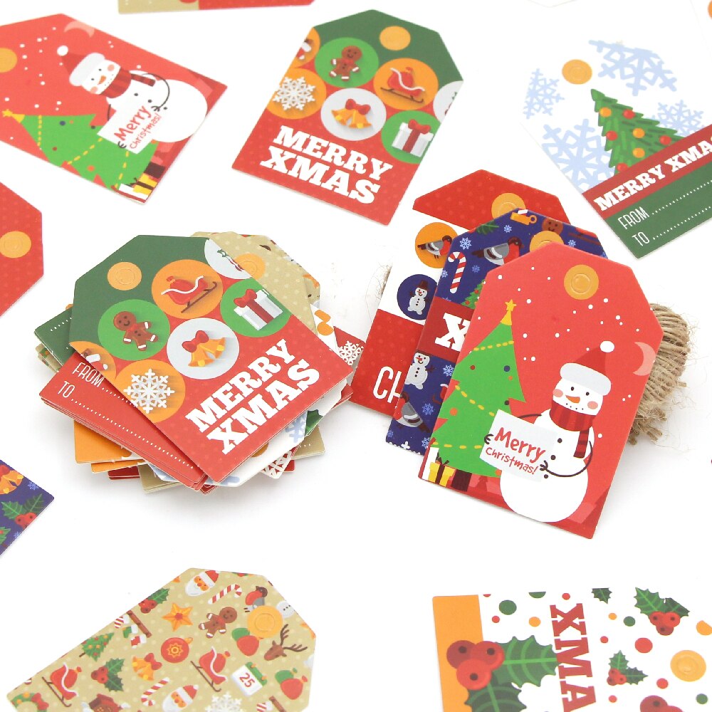Weihnachten Stichworte Gedruckt Karikatur Kraft Papier Etikett Weihnachten Stichworte Mit Seil Hängen Stichworte Für Party/Heimat Dekoration DIY weihnachten Baum