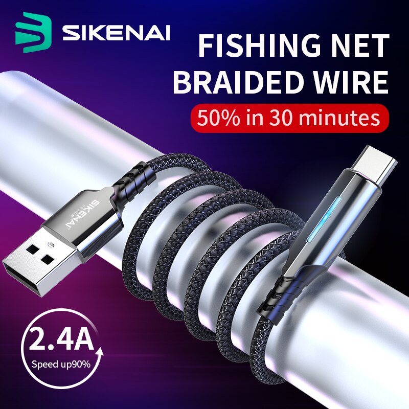 Sikenai Smart Power Off 3A USB Type C Fast Charger Cable