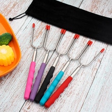 5Pcs Rvs 5-Kleur Telescopische Grillen Vork Kip Been Live Been Grillen Vork Outdoor Bbq Gadget: Default Title