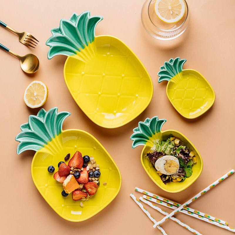 Plato de cerámica con forma de fruta de hormiga, vajilla redonda, juego de cena, platos y vajilla, cocina, comedor, condimentos, barra, juego de platos para niños