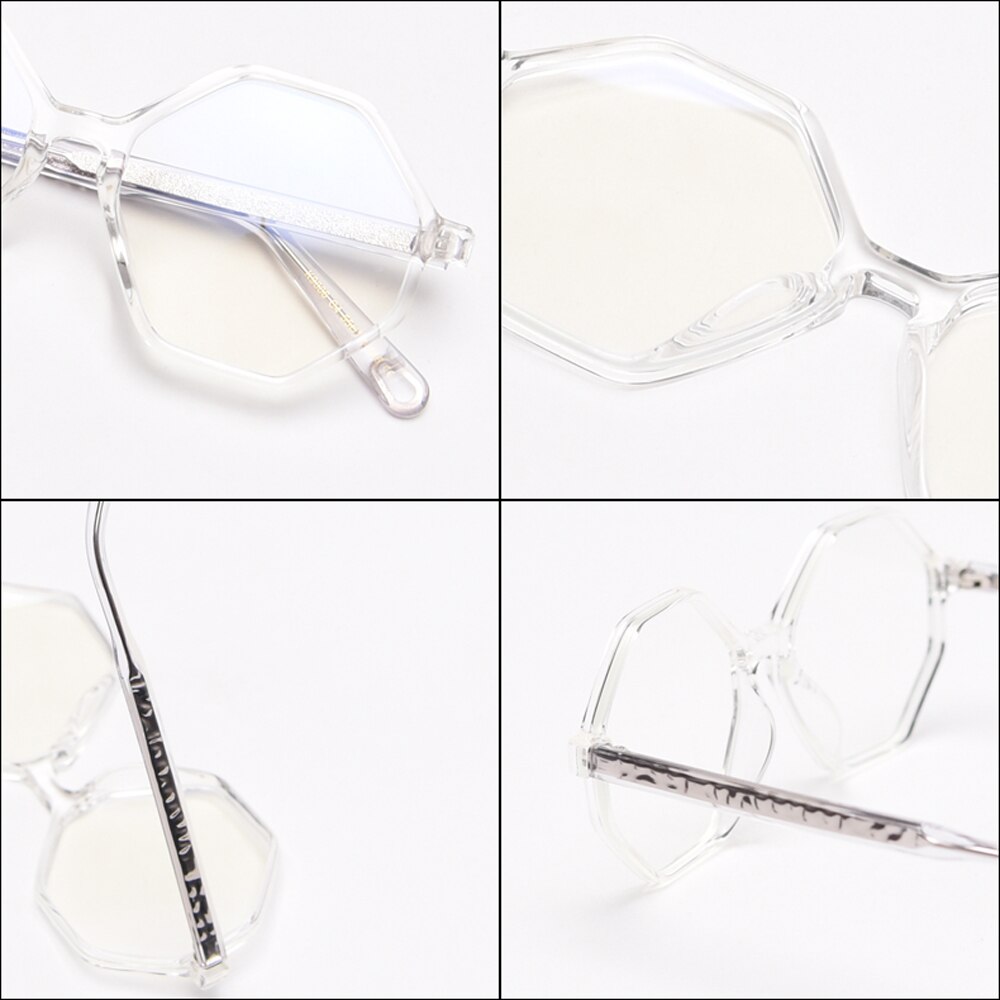 Peekaboo – lunettes octogonales tr90 pour femmes, verres optiques rétro à grande monture, polygone transparent noir