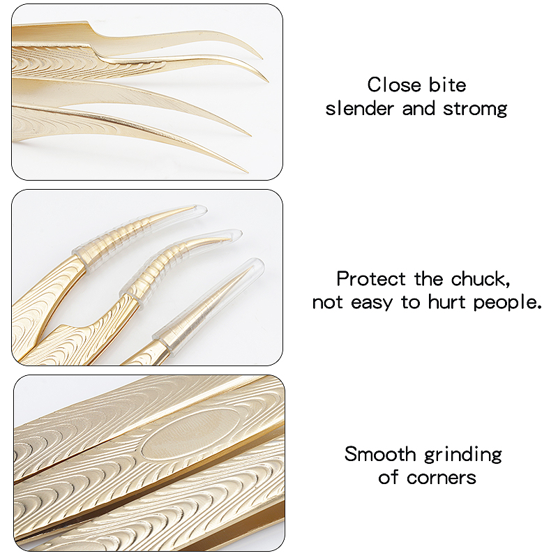 1 pz pinzette per estensione ciglia clip per sopracciglia in acciaio inox decorazioni in oro pinzette antistatiche per ciglia finte forniture per strumenti di trucco