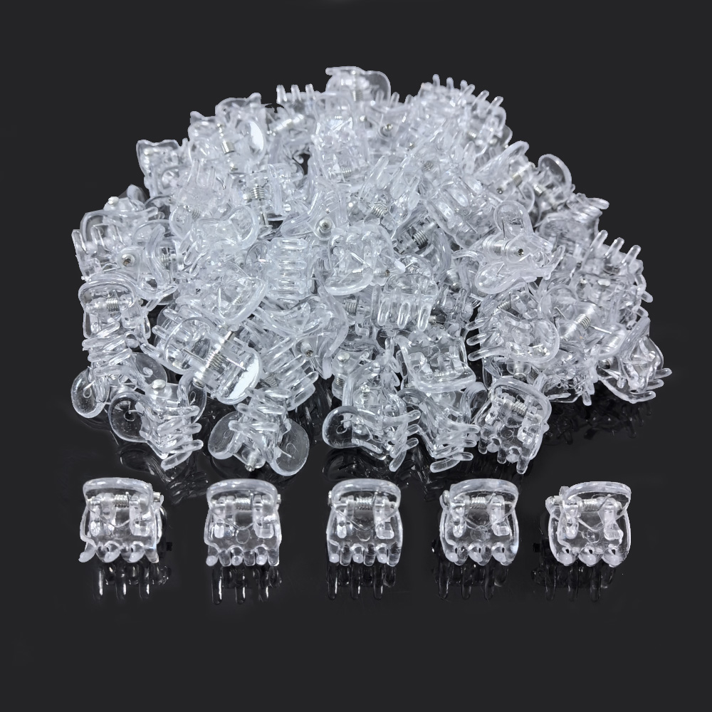 50 Stks/partij 1-1.5Cm Kleine Mini Haar Klauw Clips Zwart Bruin Doorzichtig Doorzichtig Plastic Clips Haarspeld Kids Haar Styling Klem Vrouwen: Black