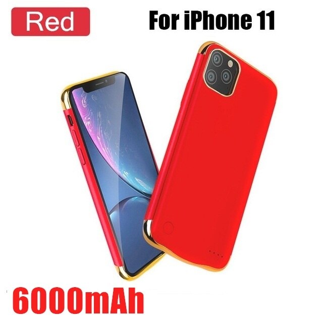 10000mAh Battery Charger Case Powerbank For iPhone 11 Pro iPhone 12 Pro Max iPhone 11 Pro Max Power Bank Battery Charging Case: i11 Red