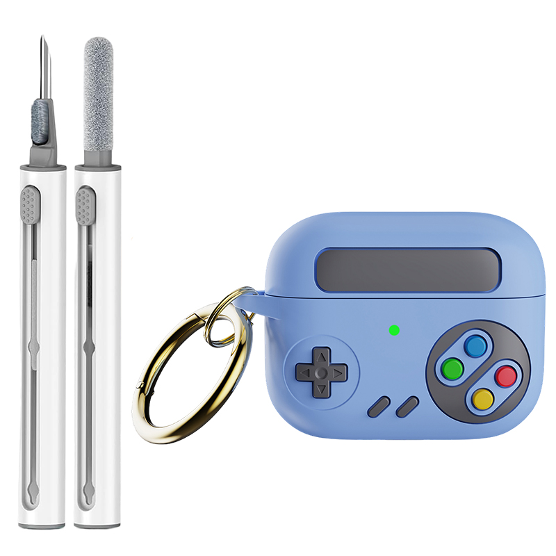 Para AirPods Pro 2 funda generación 1.a consola de juegos Retro estilo protector Air Pod segunda cubierta con llavero Compatible con AirPod 3 4: M / LIGHT BLUE