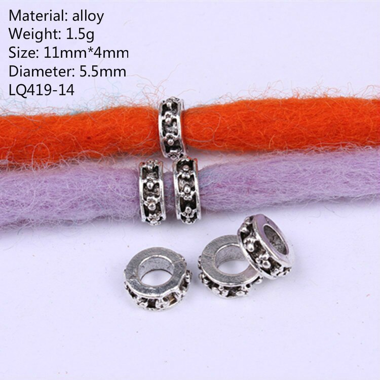 5 stk retro sølvfarvet guld farve hår flet ring tilbehør klips til kvinder piger dreadlocks perler cirkel styling værktøj hul 5-7mm: Nr. .13