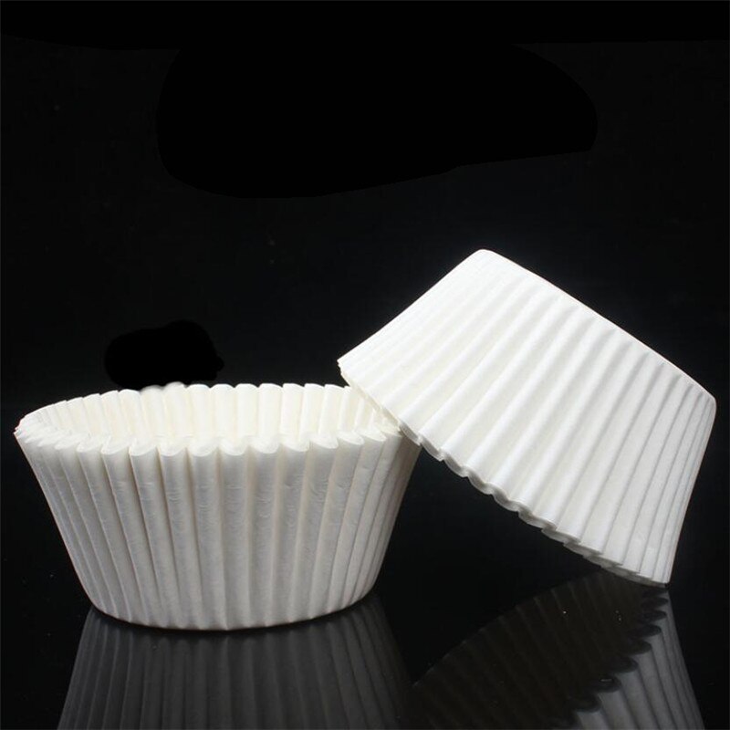 100 Stks/partij Pure White Cupcake Liners Food Grade Papier Cup Cake Bakken Cup Muffin Keuken Cupcake Gevallen Cake Mallen: WHITE