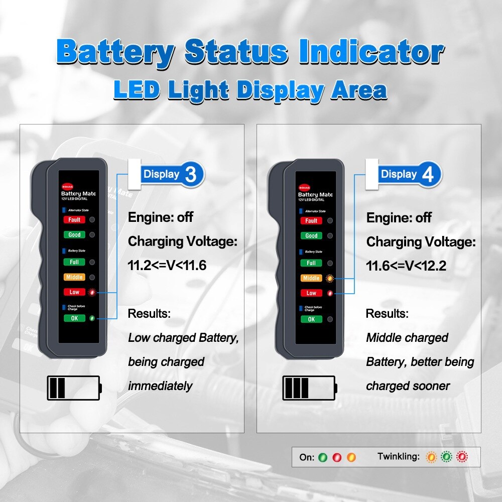 Mini 12V Voertuig Motorfiets Cary Batterys Tester 6 Led Verlichting Display Auto Cary Diagnostische Tol Cary Batterys Dynamo Voor auto &#39;S
