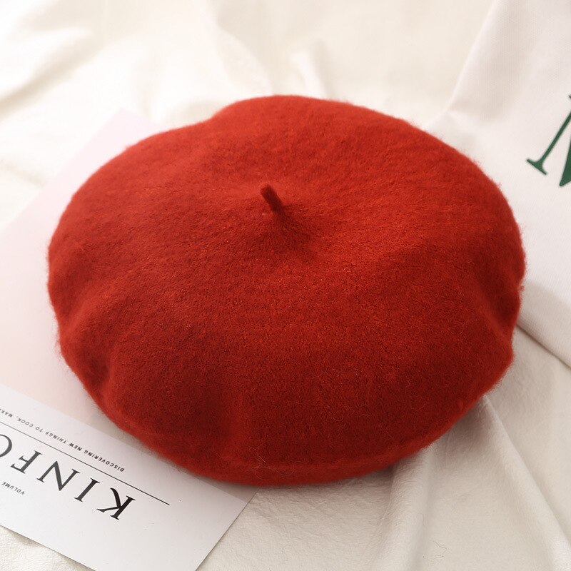 21 farger kvinner ull beret kvinne retro hårete filt beretter panser luer vinter varm gang lue cap boinas de mujer: Karamell