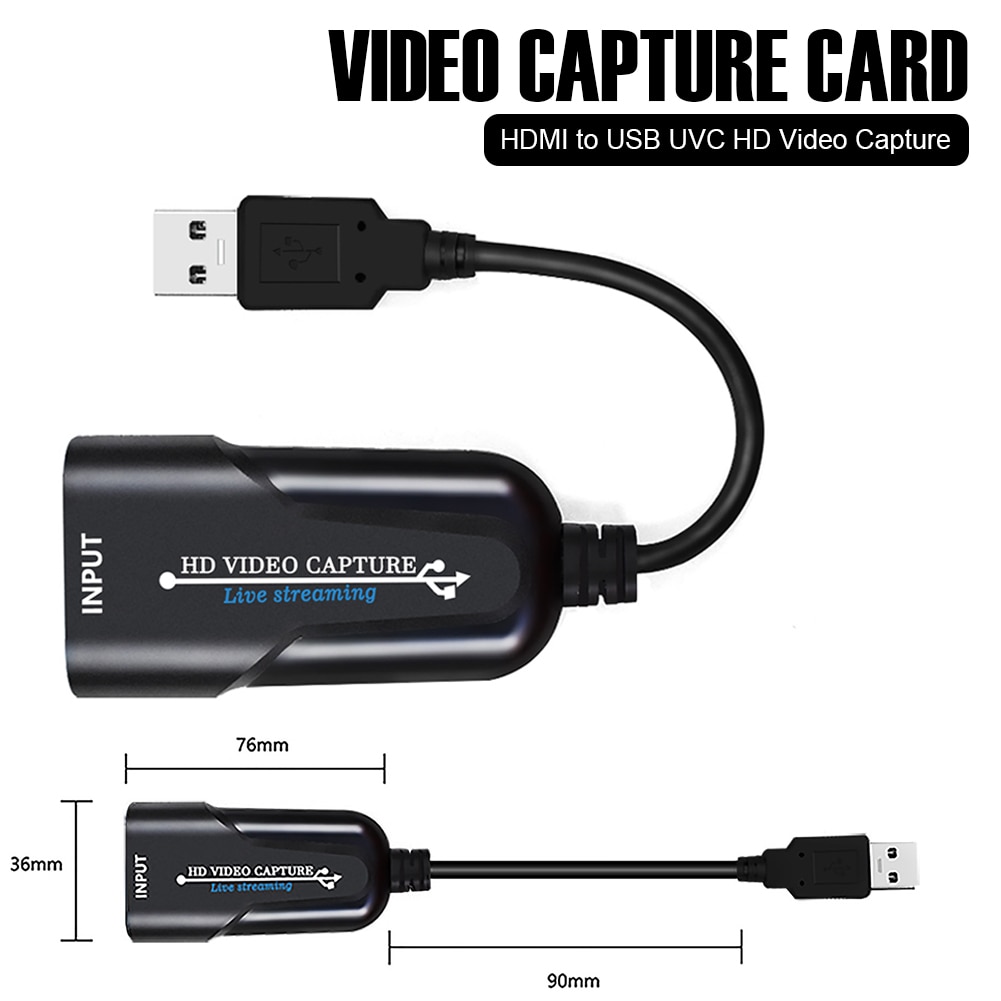 USB Video Capture Card 1080P/60fps HDMI To USB Adapter Gaming Video Capture Card For Windows/Mac Portable Size No Need To Drive