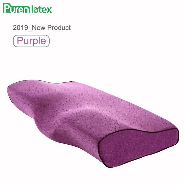 Purenlatex Memory Foam Bescherm Cervicale Kussen Orthopedische Volwassen Oude Mensen Hals Ondersteuning Contour Massage Bed Voor Slapen Student: Purple / 50x30x10x6cm