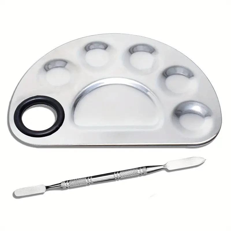 Mezclador de maquillaje de acero inoxidable, placa mezcladora de esmalte de uñas, base, paleta mezcladora de sombra de ojos con varilla de espátula, herramientas de belleza para manchas: Naranja