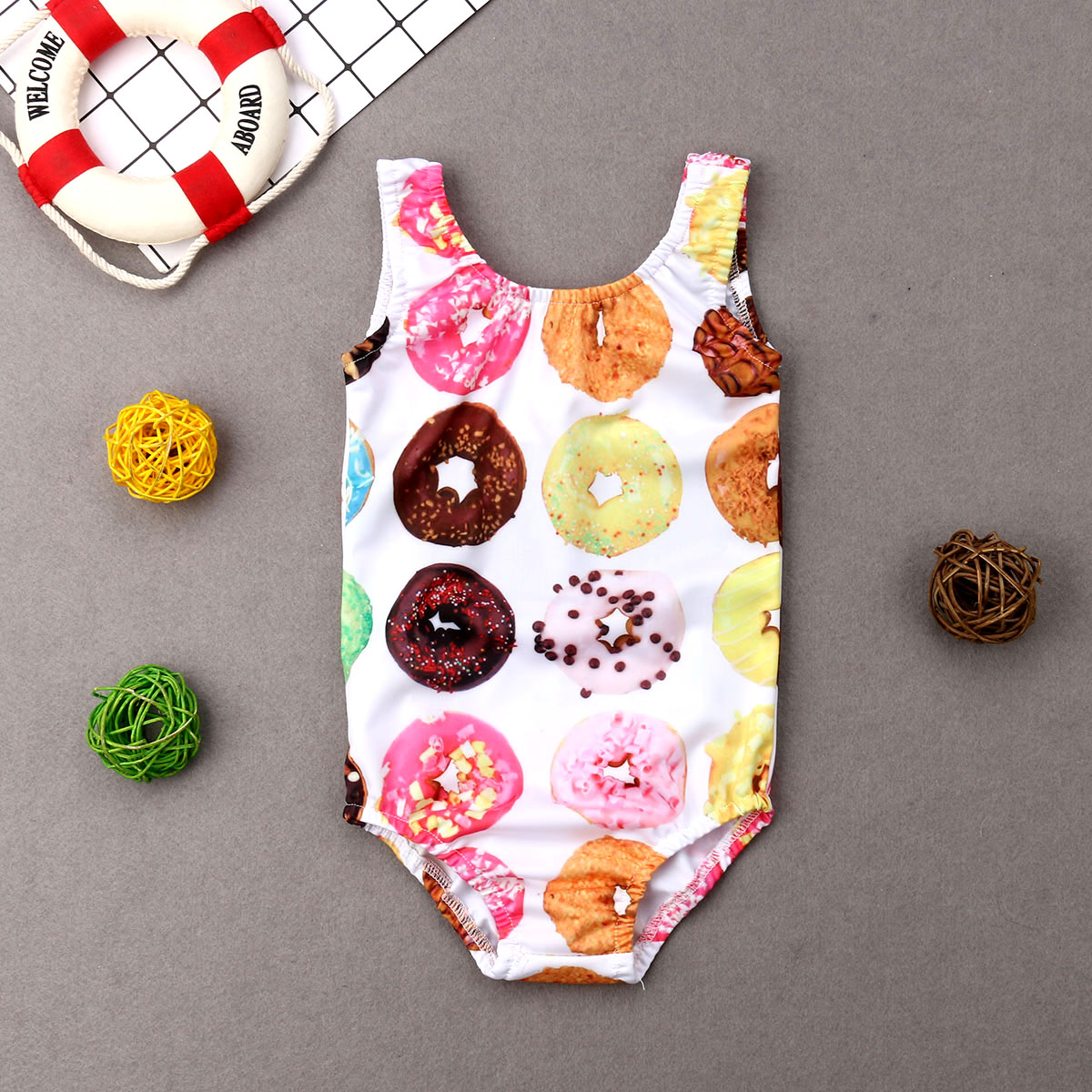 1-6y børn baby piger badetøj badedragt donut print bikini tankini børn badedragt toddler beachwear outfits